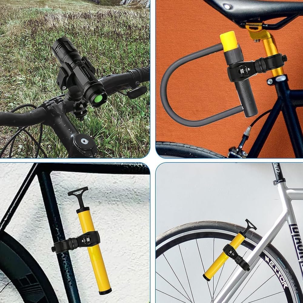 fixinus 2 Pack Bicycle Flashlight Mount - 360 Degree Rotating Bike Light Mount, Universal Torch Clip for Mountain Bike and Bicycle LED Light, Camera, GPS