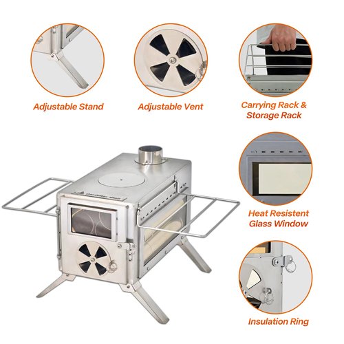 Cottage-Hot Tent-for 1-2 + Camping Wood Tent Stove