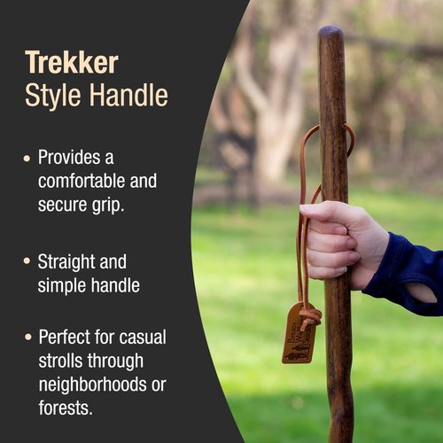 Brazos Handcrafted Wood Walking Stick, Twisted Oak, Trekker Style Handle, for Men & Women, Made in The USA