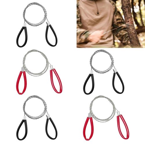 Wire Saw Camping Saw Stainless Steel Cable Saw Hand Pocket String Rope Saw Emergency Survival Outdoor Cutting Tool 5 PCS for Cutting Wood Plastic Hiking Camping Hunting