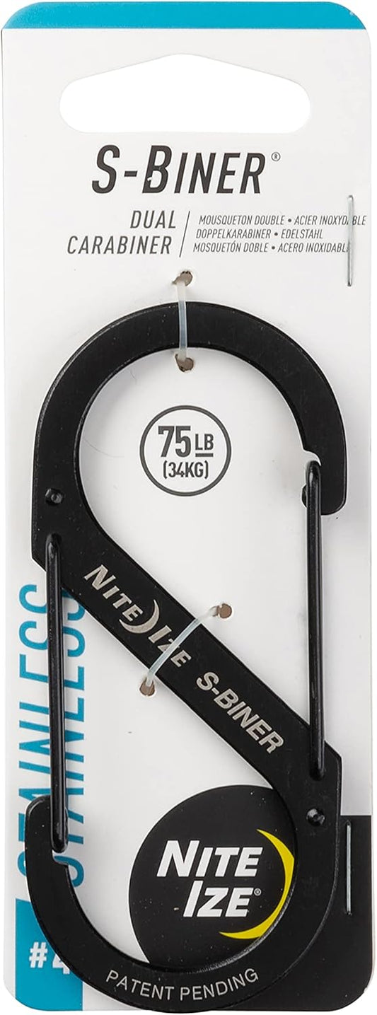 Nite Ize SB4-03-01 Size-4 S-Biner Dual Carabiner, Stainless-Steel, Black