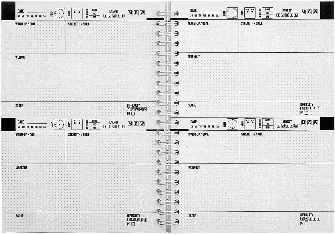 WODBOOK Workout Journal for Athletes - WOD Logbook - Exercise Planner - Cross Training Tracking Diary – WOD Book | Track 200 WODs + 130 Benchmarks + Personal Records | 140 Pages | Wire-Bound