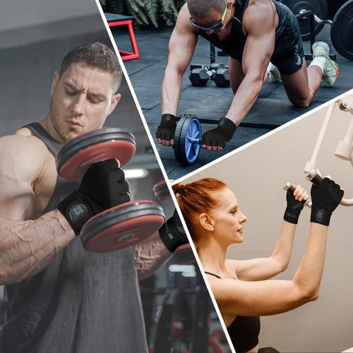 Stealth Sports Weight Lifting Gloves with Wrist Wrap Support Padded Palm Protection Exercise Gym Workout Gloves Men & Women Training Fitness Weightlifting Bodybuilding,E9(Black,S)