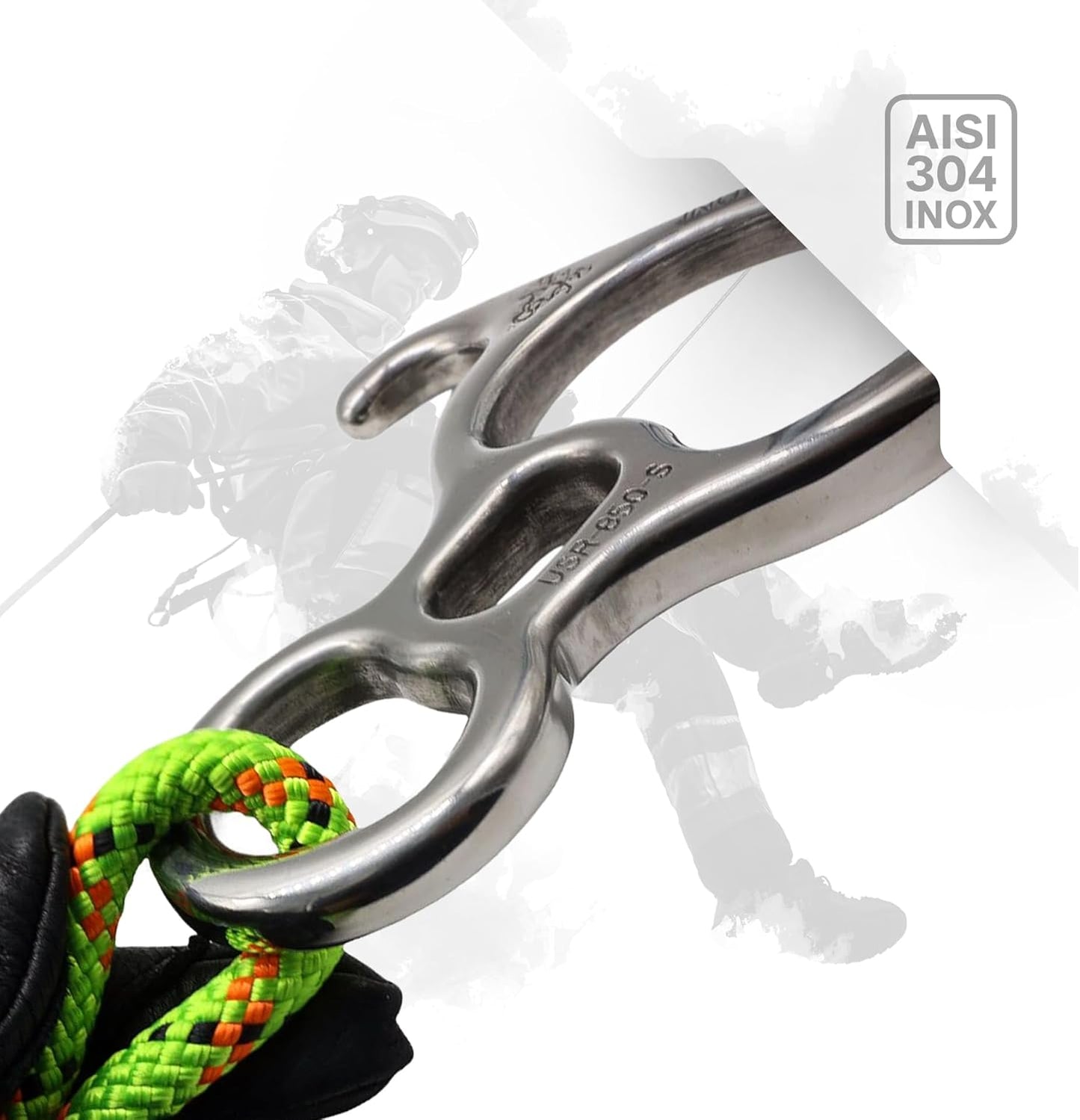 Figure 8 Descender | Stainless Steel | Rappelling and Rescue | 50 kN | Bent Ear Design