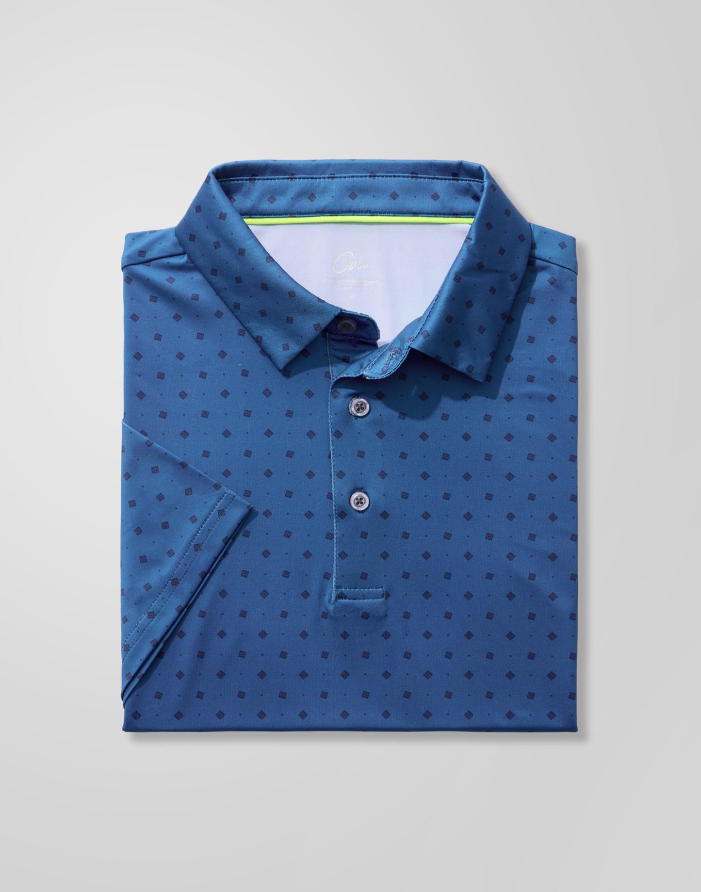 Obla Mens Golf Polo Shirts Short Sleeve Dry Fit Performance Moisture Wicking Casual Print Collared Golf Shirts for Men(Blue Circle_XXL)