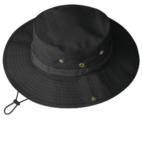 NPQQUAN Sun Hats for Men Women Wide Brim Bucket Hat UPF 50+ Protection Breathable Boonie Hat Fishing Hiking Pure Black