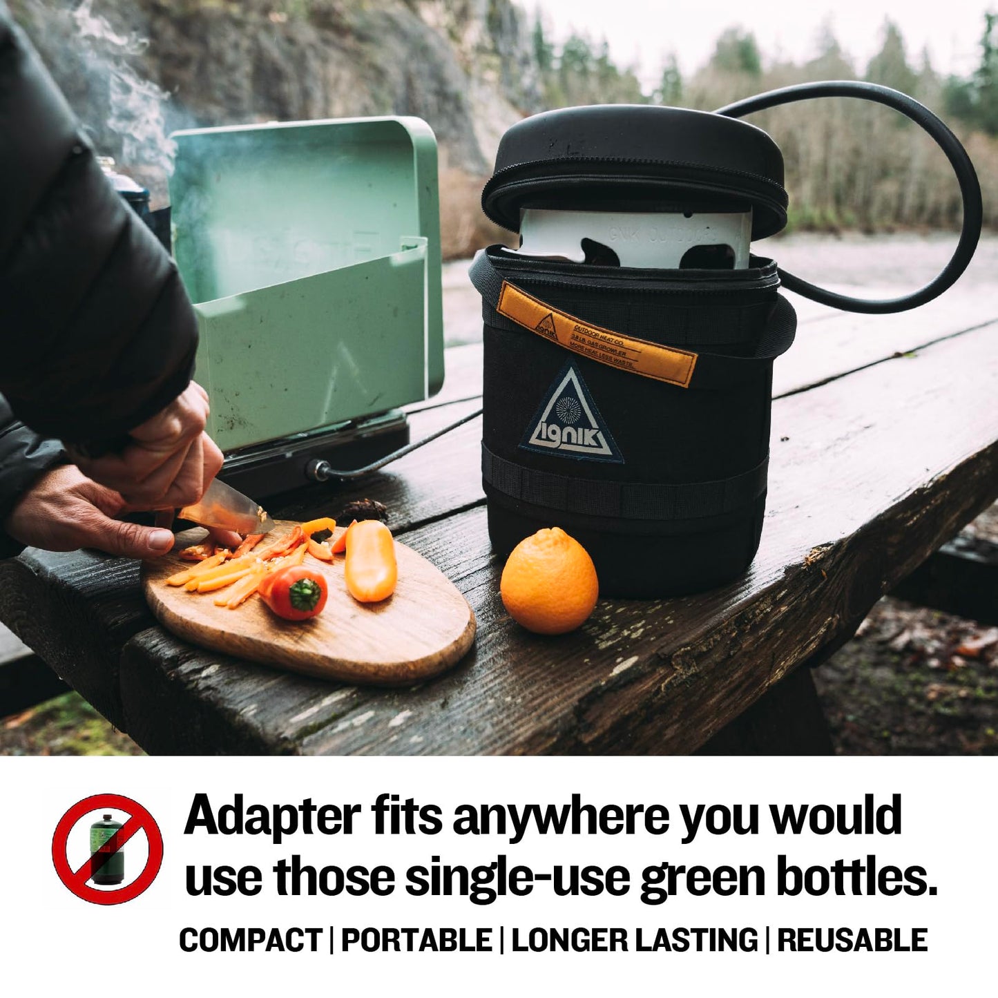 Ignik Refillable Gas Growler Deluxe 3.8-Pound Propane Tank with Carry Case and Adapter Hose, Black Case/White Tank