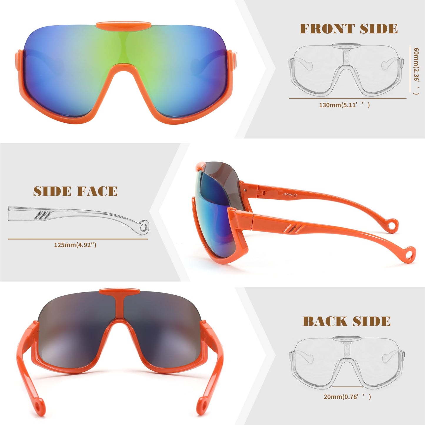 FEISEDY Sunglasses Men Women Oversized Fashion Sports Baseball Fishing Skiing Running Golf Adults Teens Half Frame B0012