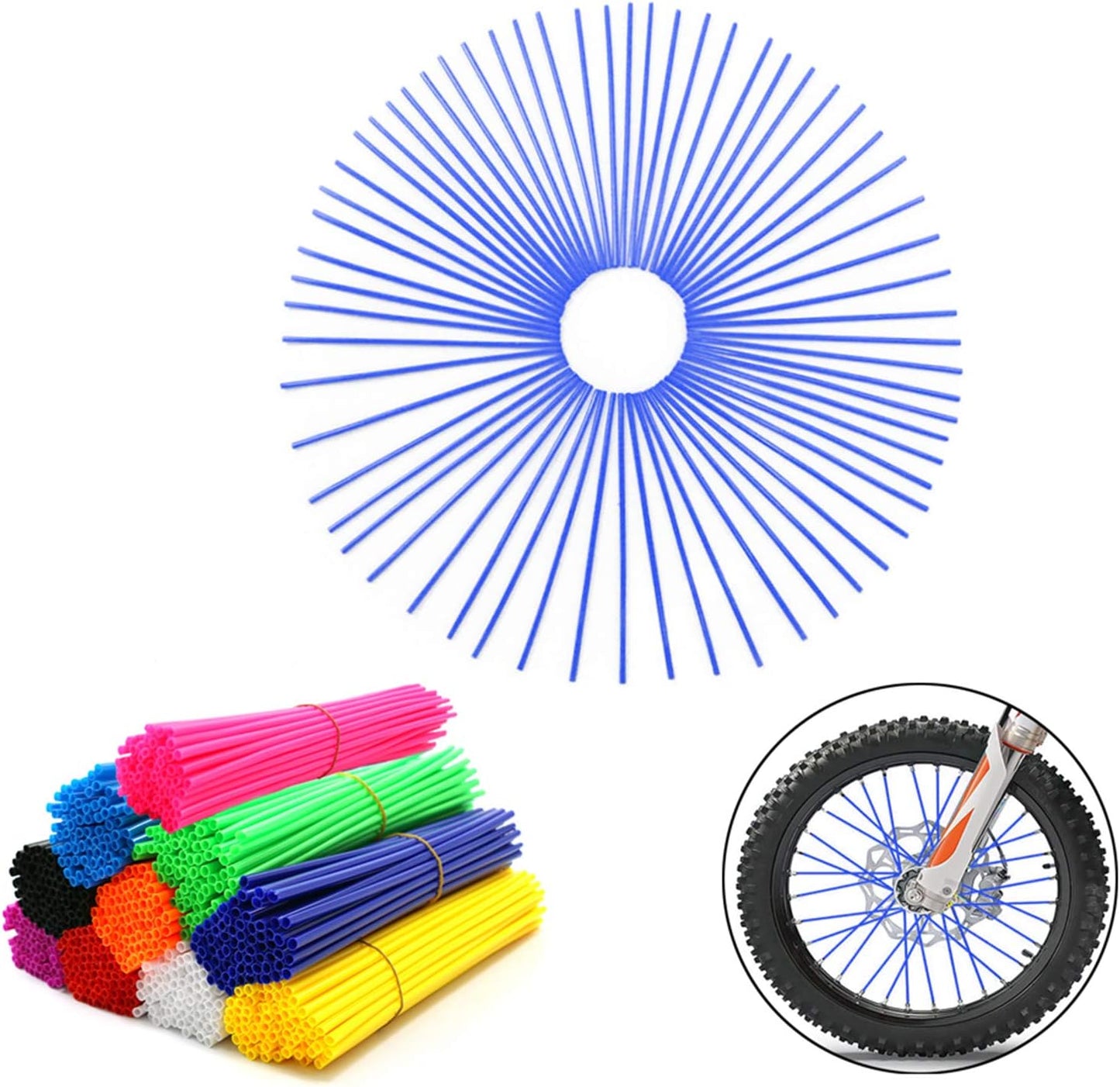 72Pcs Universal Spoke Skins Covers，Wheel Spoke Wraps Skins Pipe Trim Decoration Protector For Motorcycle Dirt Bike Yamaha Honda BMW Suzuki Kawasaki(Pink)
