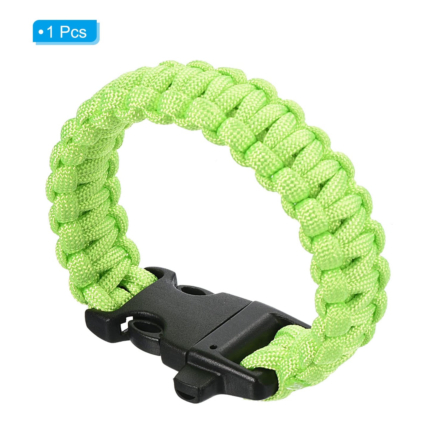 PATIKIL Survival Paracord Bracelets, Braided Parachute Bracelet with Plastic Buckle Party Favors Camping Gifts Outdoor Wraps for Men, Light Green