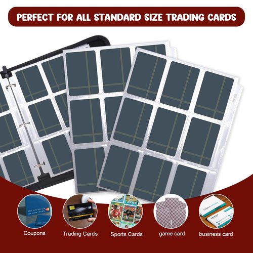Baseball Card Binder 900 Pockets, HYMENEX Baseball Card Holder 9-Pocket Trading Card Binder Fits 900 Cards with 50 Removable Sleeves for Sports,Game Cards