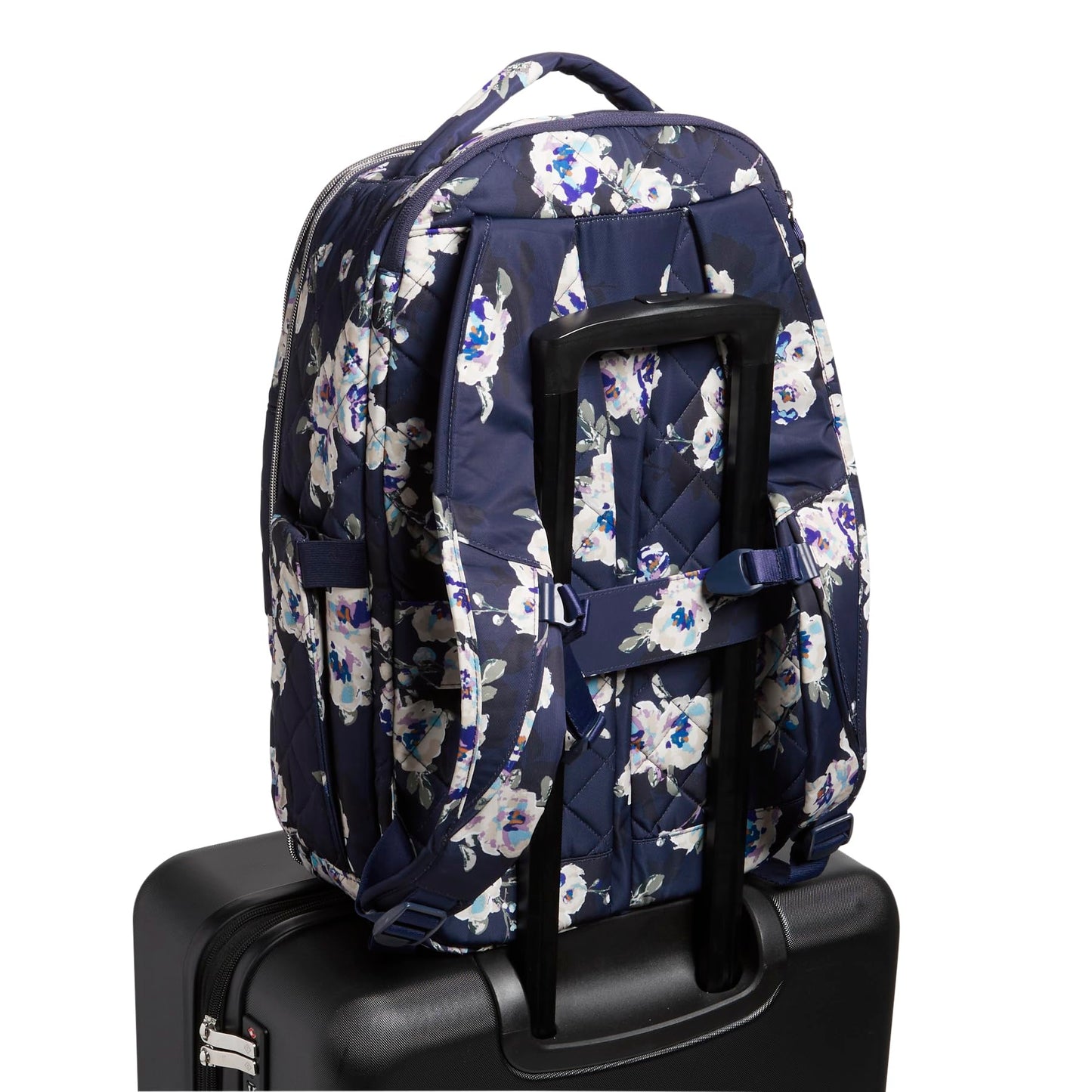 Vera Bradley Women's, Performance Twill Travel Backpack Travel Bag, Blooms and Branches Navy, One Size