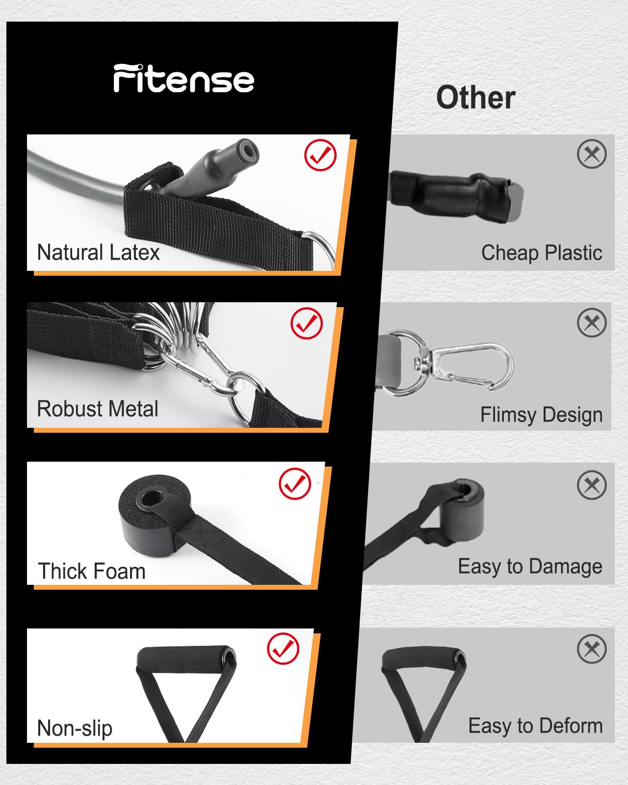 Fitense 6Pcs Resistance Bands, Workout Bands 270lbs, Exercise Bands with Handles/Door Anchor/Ankle Straps/Bag/Poster for Men, Heavy Resistance Bands for Working Out at Home