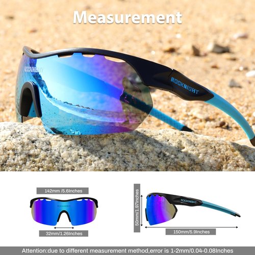 ROCKNIGHT Beach Volleyball Sunglasses Men Polarized UV Protection HD Blue Sunglasses Trendy Sun Shades Skin-Friendly TR90 Frame Black/Blue