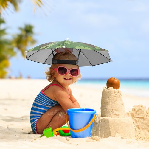 Guyuyii 4-Pack Umbrella Hats – UV Sun Protection, Hands-Free Head Umbrella for Adults and Kids, Adjustable Fit for Outdoor Fishing, Beach, Rainy Weather, Travel, Festivals, and Entertainment