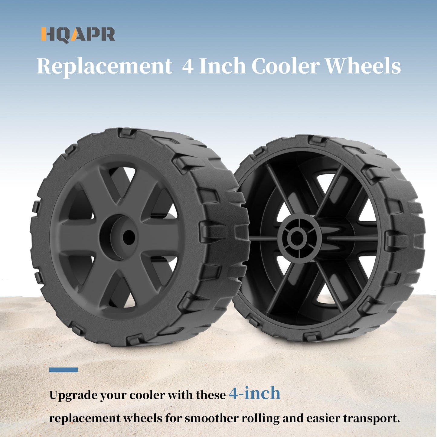 4-inch Black High-Strength Silent Wheels for cooler, Compatible with Igloo 5 Gal Beverage Rollers、Ice Cube 60/70 Qt Rollers coolers -2 Pack