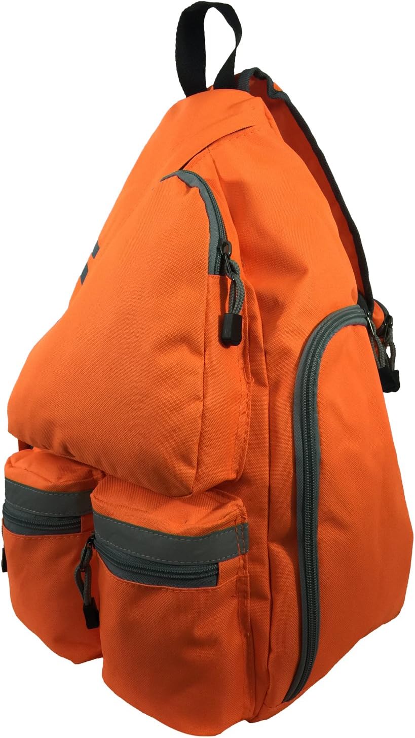 K-Cliffs Heavy Duty Sling Backpack Water-Resistant Laptop Bookbag Body Bag Bright Color Safety Reflective Stipe