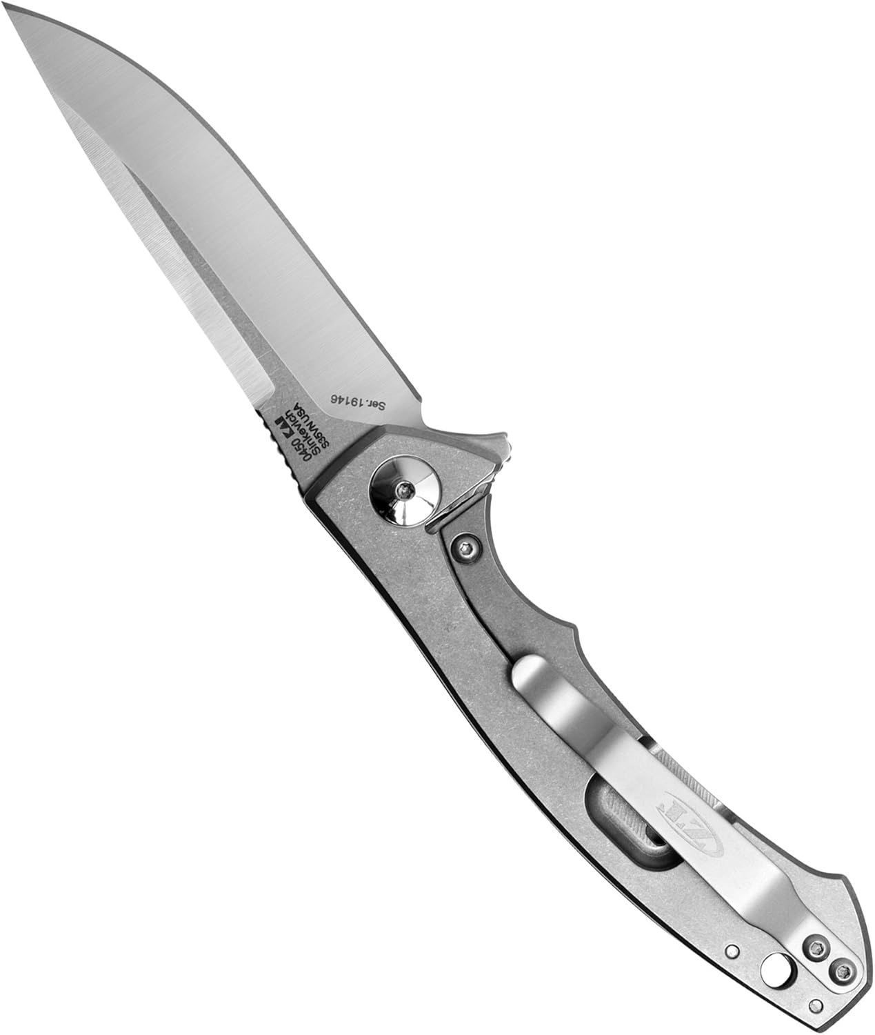 Zero Tolerance 0452CF; Pocket Knife with 4.1” Dual-Finished S35VN Steel Blade, Carbon Fiber Front and Titanium Back Handle Scales, KVT Ball-Bearing Opening, Frame Lock, Deep-Carry Pocketclip; 4.6 OZ.,Large