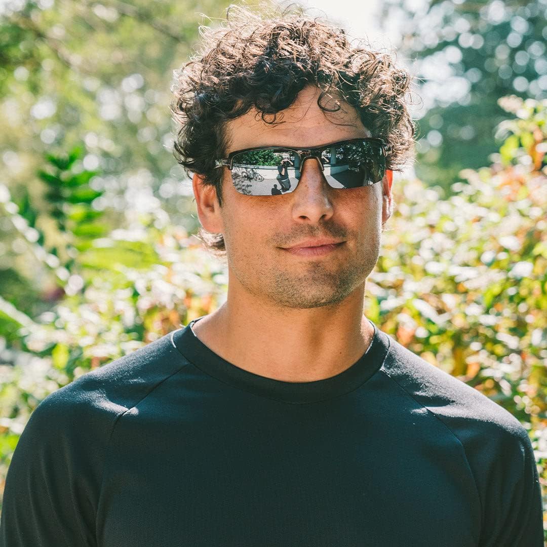 Revo Sunglasses Crux N: Polarized Lens Filters UV, Semi-Rimless Rectangle Wrap Frame