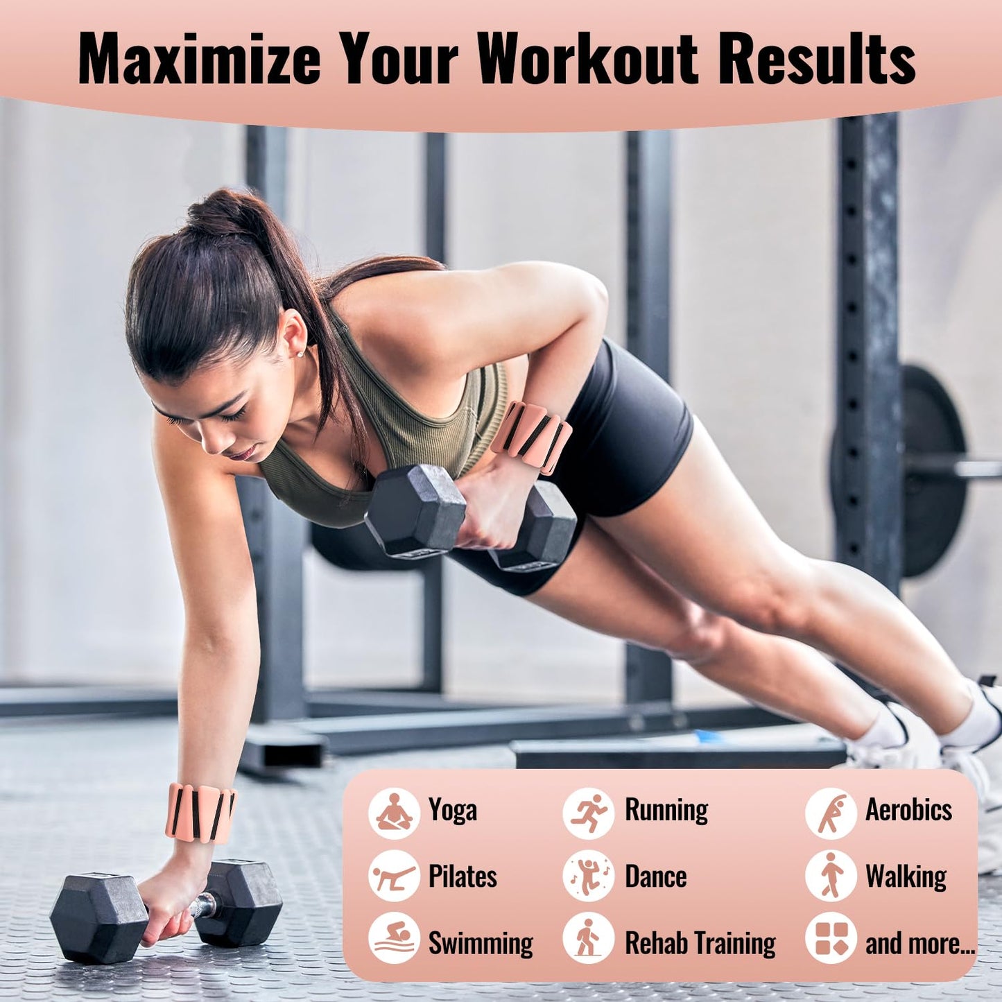 Adjustable Wrist and Ankle Weights for Women: 2 lbs Total (1 lb Each), Arm Weights for Walking, Weighted Wristbands, Ankle Weights, and Arm Weights (Flash pink)