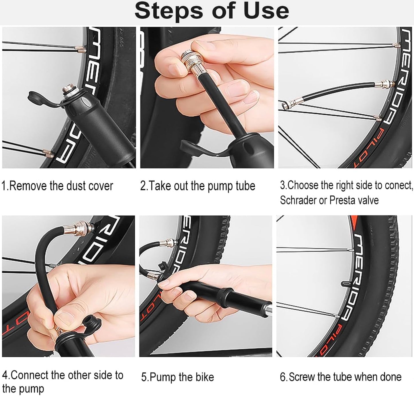 AaiLucky Mini Bike Pump Portable 100PSI High Pressure Bicycle Tire Pump, Bike Air Pump Fits Presta and Schrader Valve, Frame Mount for Road Mountain Bikes & Ball Pump with Needle