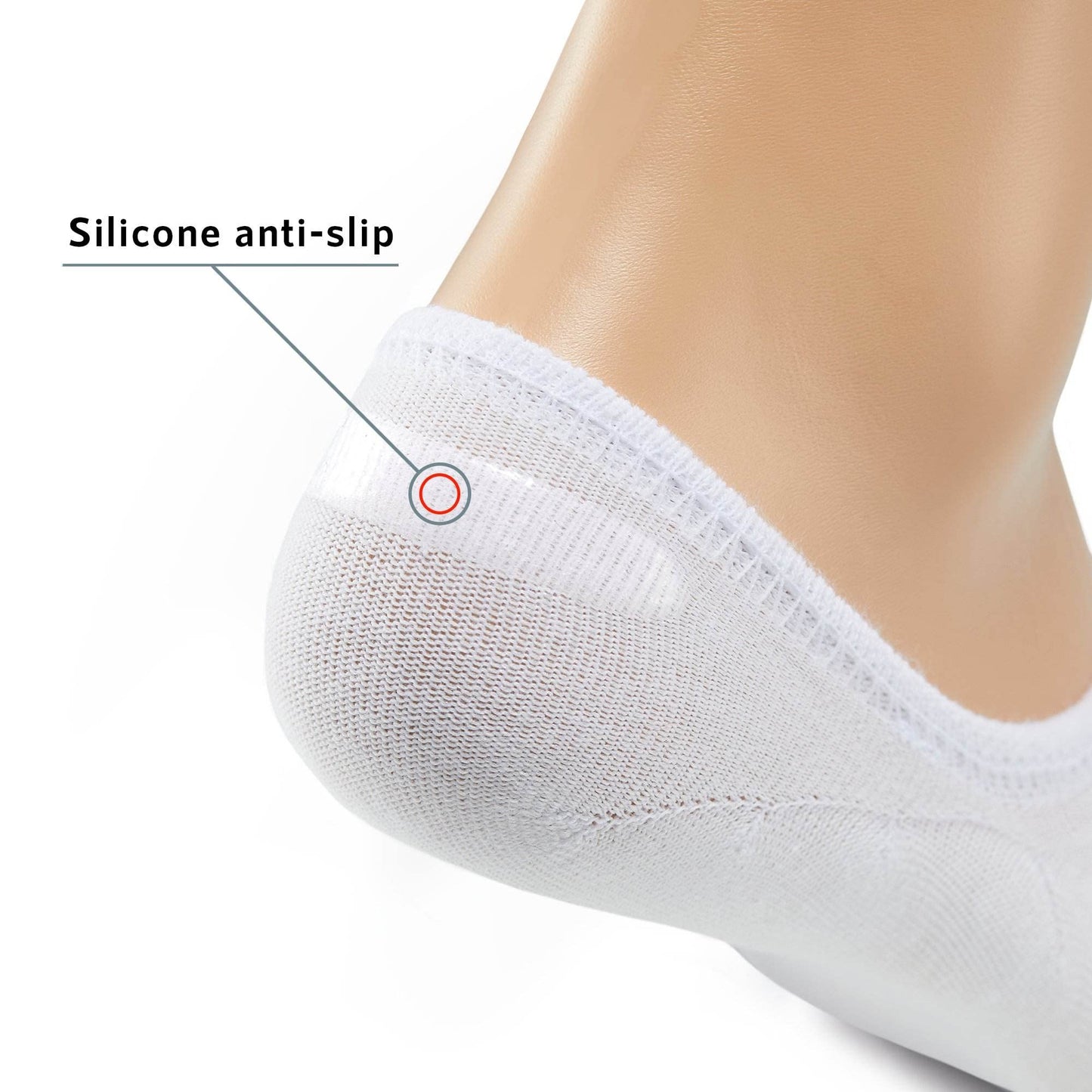 MONFOOT Men's/Women's 10 Pairs Invisible No Show Non slip Socks, White Black Small Multipack