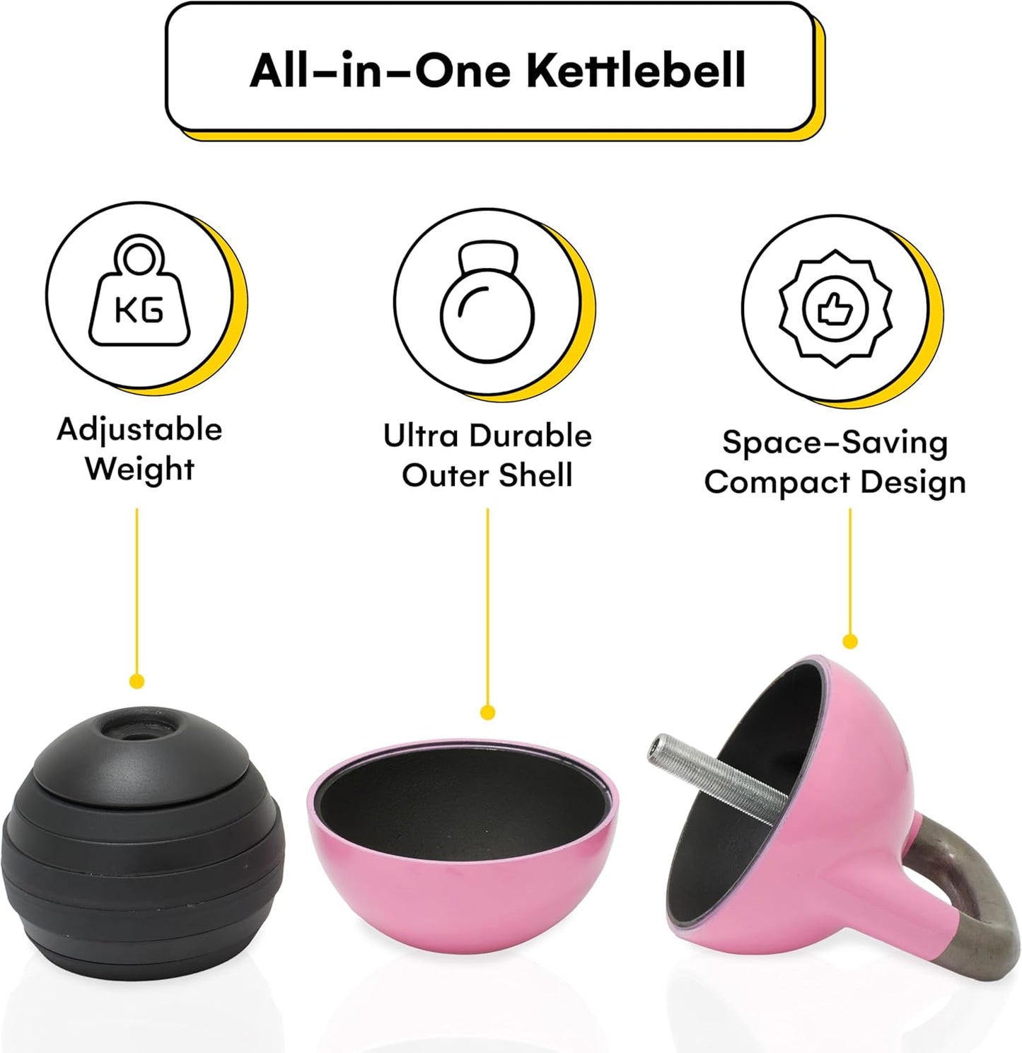 Adjustable Kettlebell Set 26-70 lb - Strength Training with Secure Lock & Durable Steel