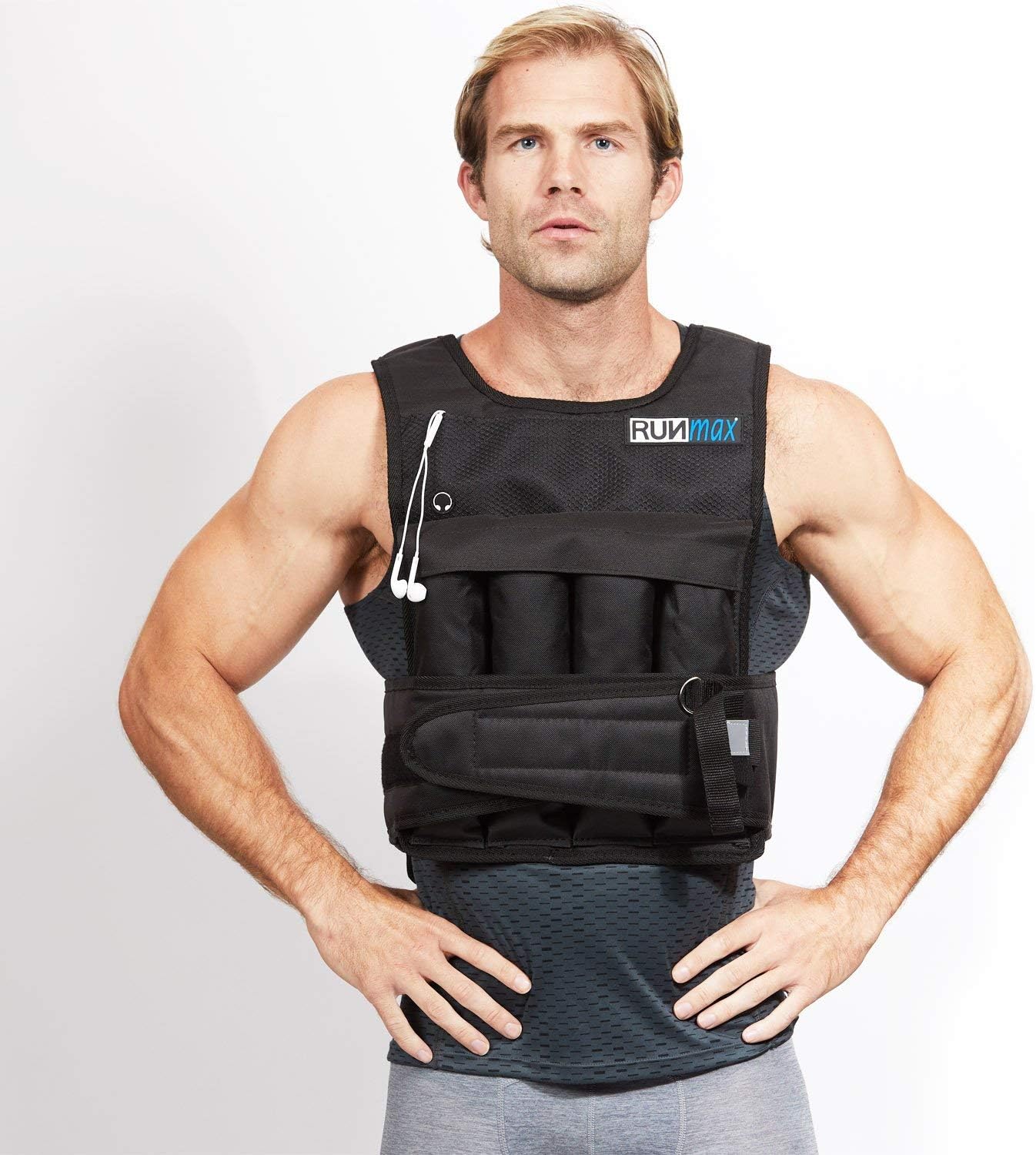 RUNmax Pro Weighted Vest - Adjustable 12-60lbs with Comfortable Shoulder Pads