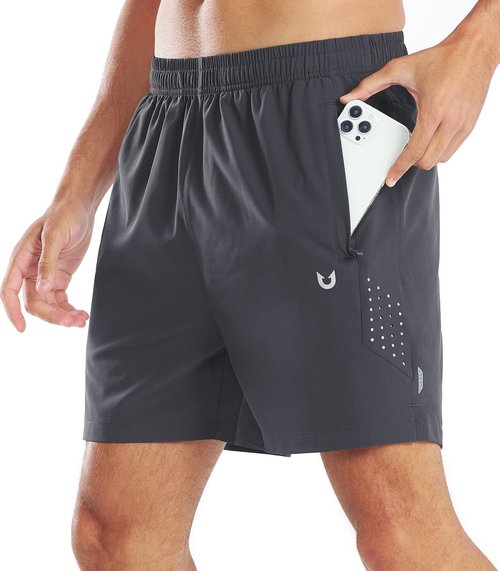 NORTHYARD Mens 5 Inch Inseam Running Gym Shorts, Quick Dry Athletic Shorts for Men, Active Workout Sport with Zip Pockets Darkgrey XL