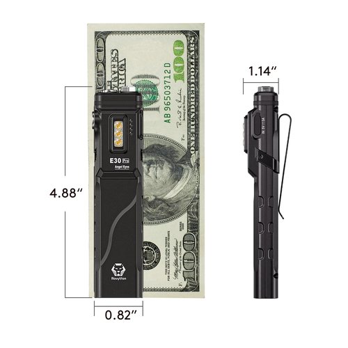 RovyVon Angel Eyes E30 Pro Rechargeable Flat EDC Flashlight - 3500 Lumens with Blacklight Red White Side Lights, Proximity Sensor, IPX8 Waterproof Pocket Light