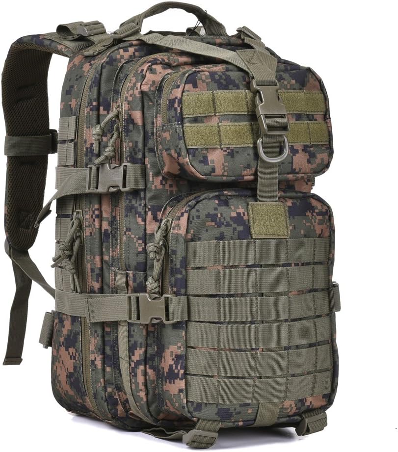 REEBOW GEAR Military Tactical Backpack for Men Large 34L Army 3 Day Assault Pack Molle Bag Backpacks (34L, Black)