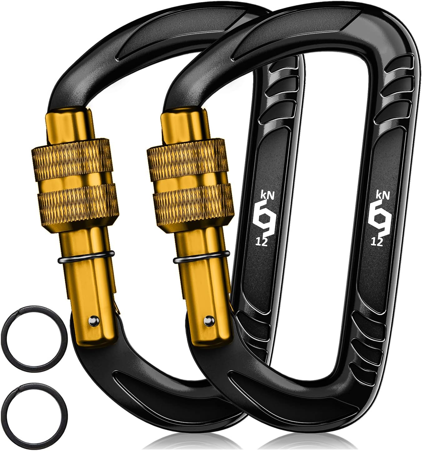 12kN (2697 lbs) Heavy Duty, Locking, Auto Locking, Wiregate Carabiner Clips, for Securing Pets, Outdoor, Camping, Hiking, Hammock, Dog Leash Harness, Keychains