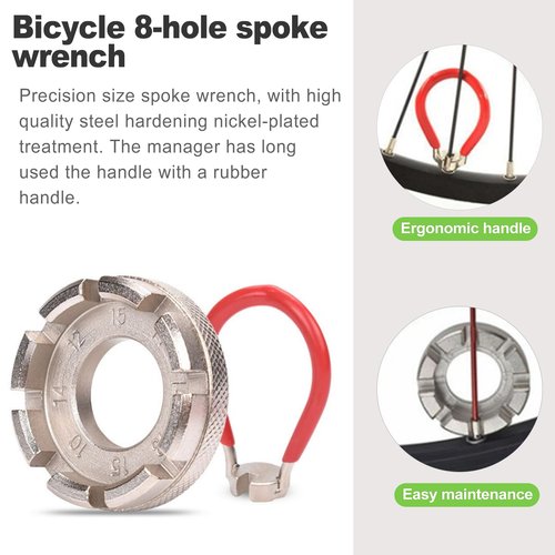 CeroDimo 2Pcs Bicycle Spoke Wrench Tool, Hardened Steel 6-in-1 Spoke Rim Tool, Bike Spoke Adjustment Wrench, Bike Spoke Tools, Spoke Tension Meter for Bicycle Wheel Repair