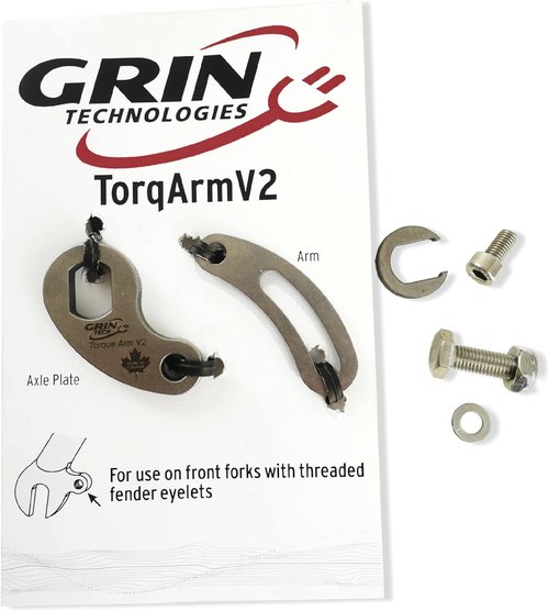 FRONT Torque Arm for Mounting on Forks with Fender Eyelets. Thick 1/4" Stainless Plate