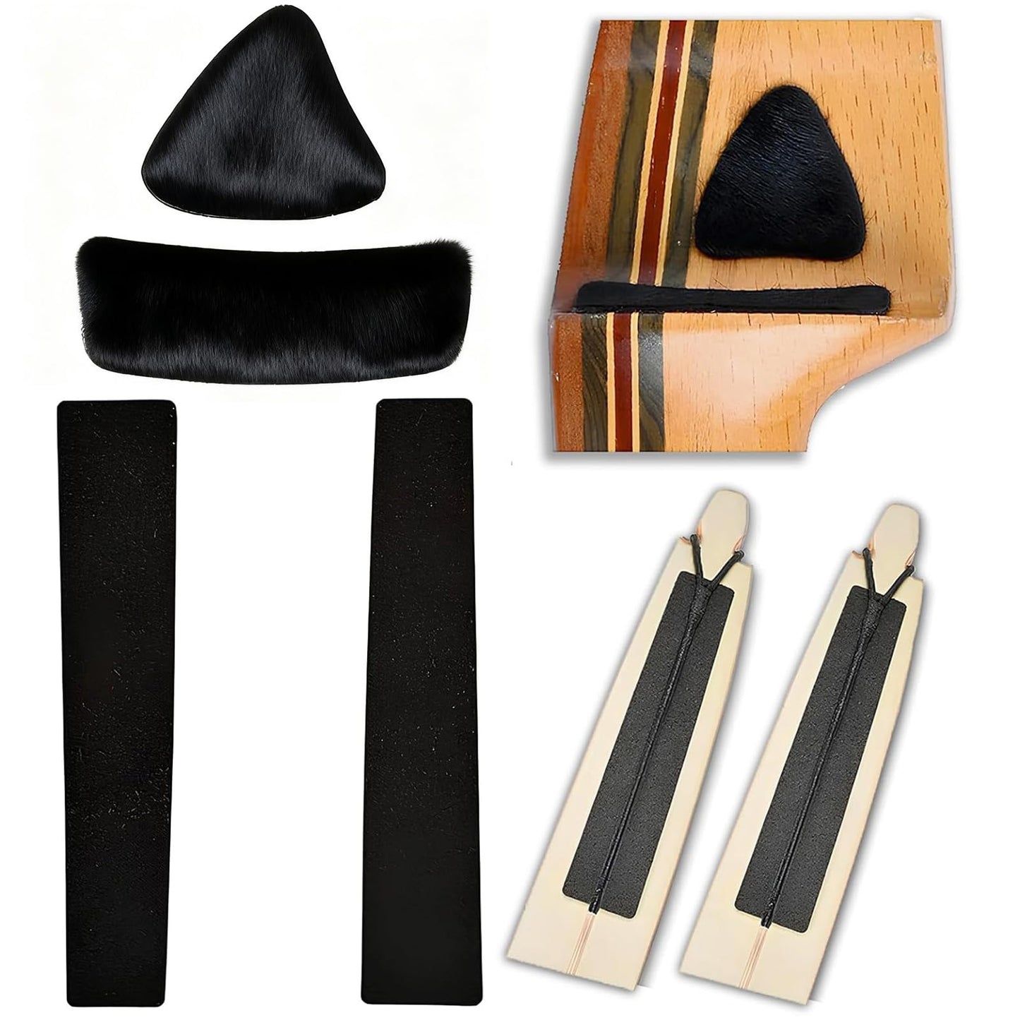 FENJANER Archery Hair Arrow Rest & Limb Silencers - 2 Packs Leather Adhesive Backed Sticker Traditional Bow Limb Protection Strip & Arrow Rest, Recurve Long Bow Hunting Shooting Accessories