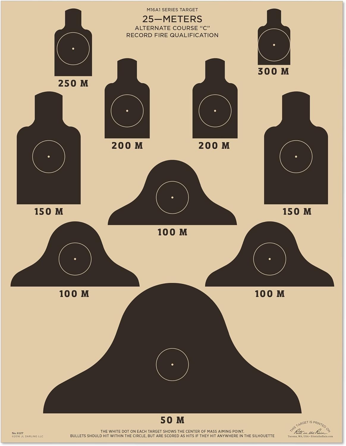 Rite in the Rain Weatherproof Diamond Pattern MOA Precision Distance Shooting Targets, 11" x 17", 25 Sheet Pack (No. TGMOALR-D)