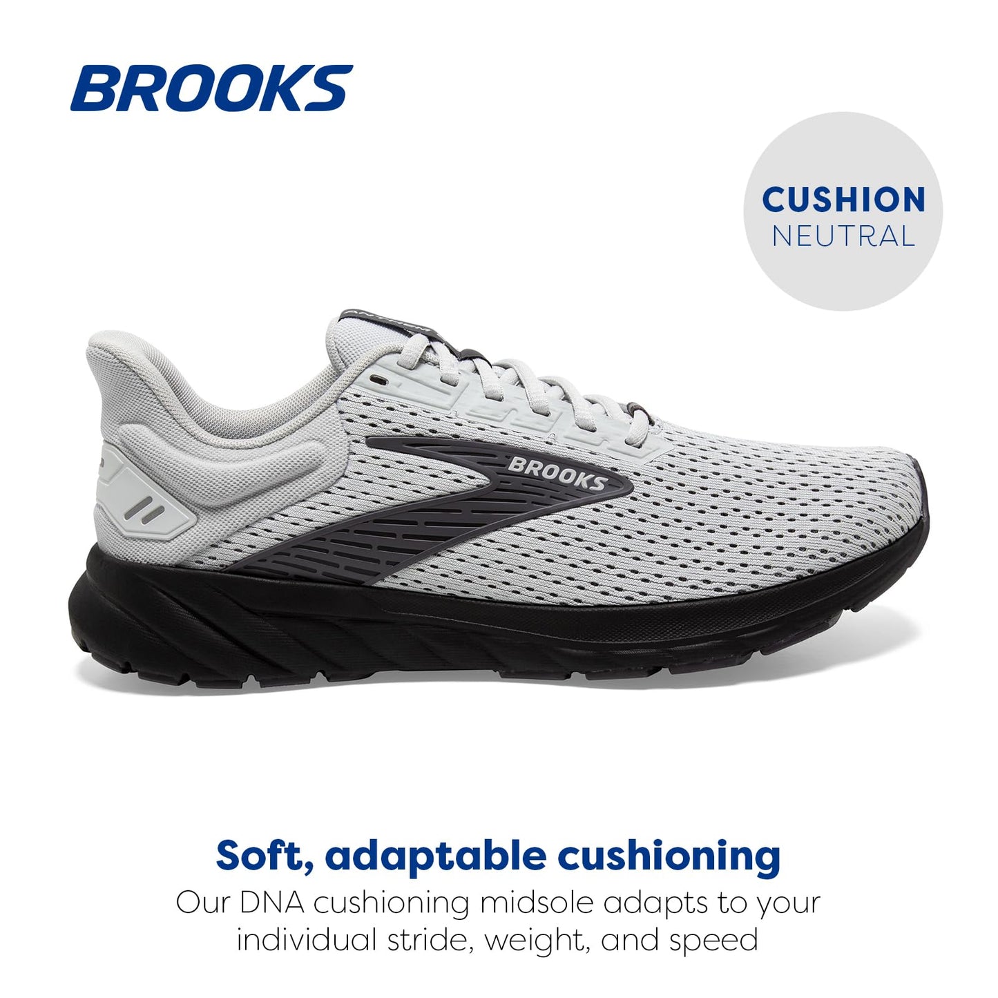Brooks Men’s Anthem 6 Neutral Running Shoe - Grey/Blackened Pearl/Grey - 9 Medium