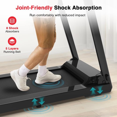 Redliro Treadmill for Seniors with Long Handrails - Flat 0% Incline Recovery Walking Treadmill with Desk, Cup Holder & Wheels - 300 lbs Capacity for Home Exercise