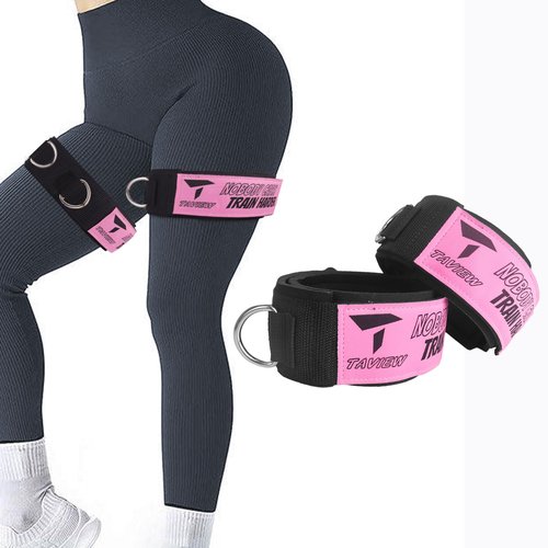 Thigh Ankle Strap Adjustable Neoprene Padded, Ankle Leg Cuffs with Resistance Bands for Leg Butt Training Workout Equipment, Strength Training ,Hip Gluteus (1 Pair(2D-Rings))