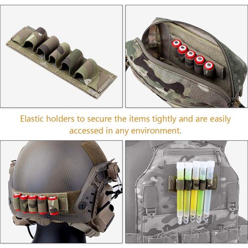 KRYDEX Chemlight Battery Holder Shot Shell Tray Pen Elastic Storage 5 Cells Hook & Loop Light Glow Stick Panel (Camo)