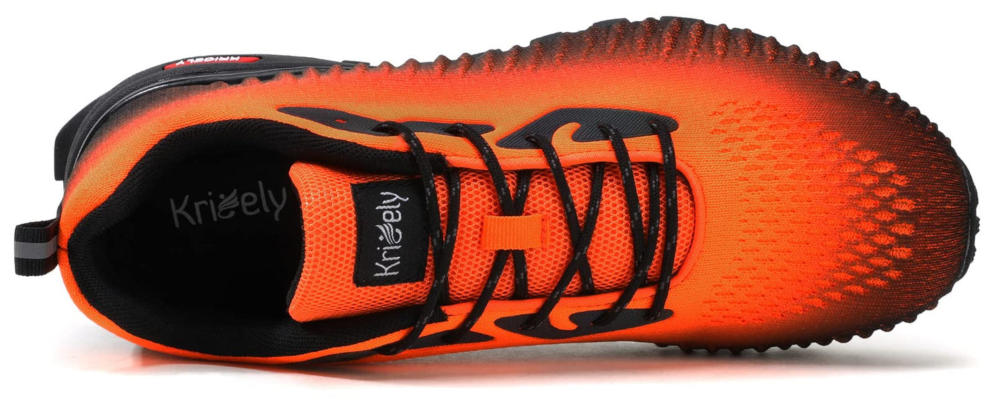 Kricely Men's Trail Running Shoes Fashion Hiking Sneakers Tennis Cross Training Shoe Outdoor Snearker Casual Workout Footwear（Orange 10.5）