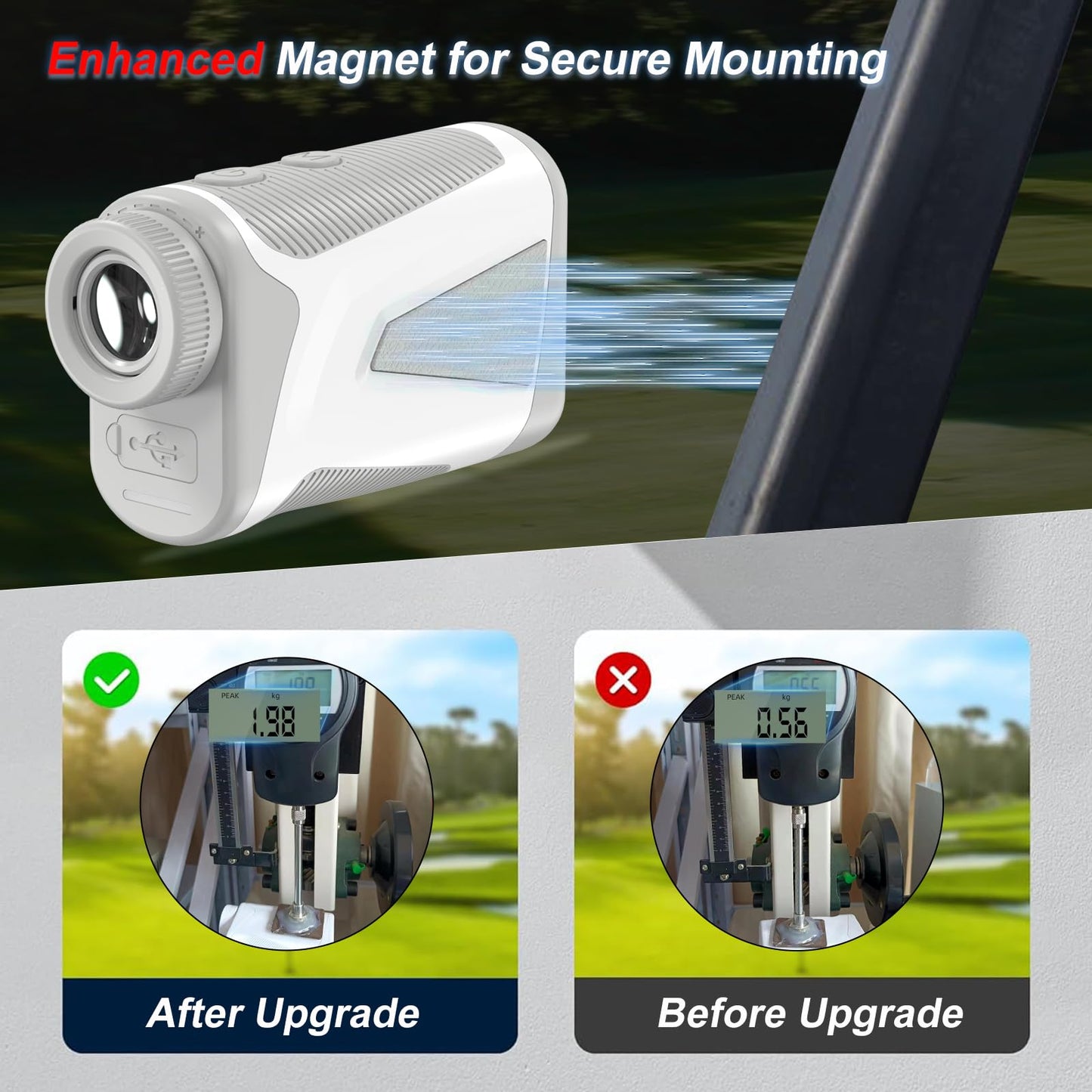 AquilaPro Mini4 Golf Rangefinder with Slope, Newly Upgraded Magnet, 1,000 Yards Range Finder Golf, 0.5 Yard Accuracy, 7X Magnification, Flag Lock Vibration, Rechargeable Golf Laser Rangefinder