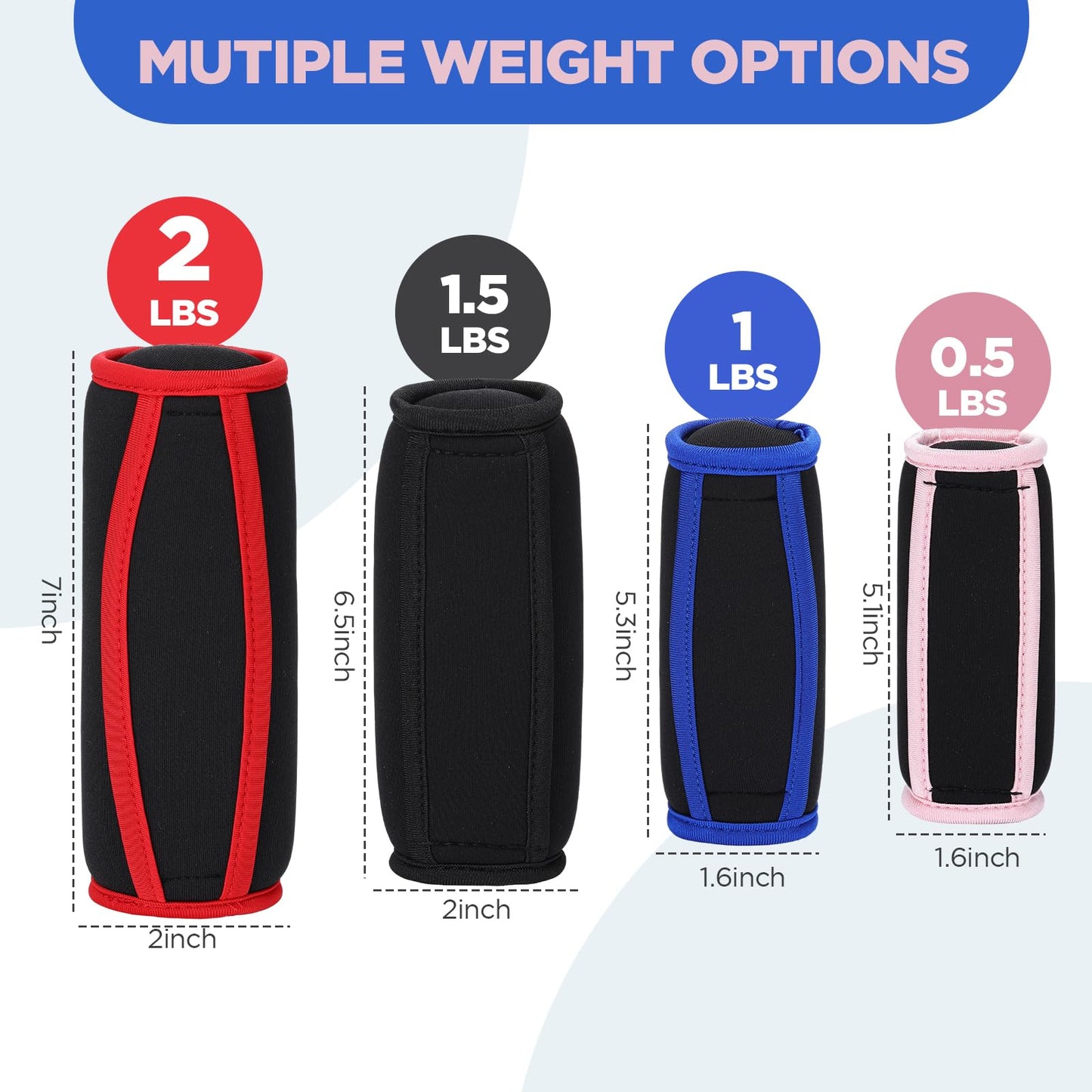 Hollowfly 4 Pair Soft Hand Weights Set for Women Men, 0.5lb 1lb 1.5lb 2lb Soft Dumbbells Walking Weights Small Weight Set Exercise Weights with Hand Strap for Running Workout Physical Aerobics