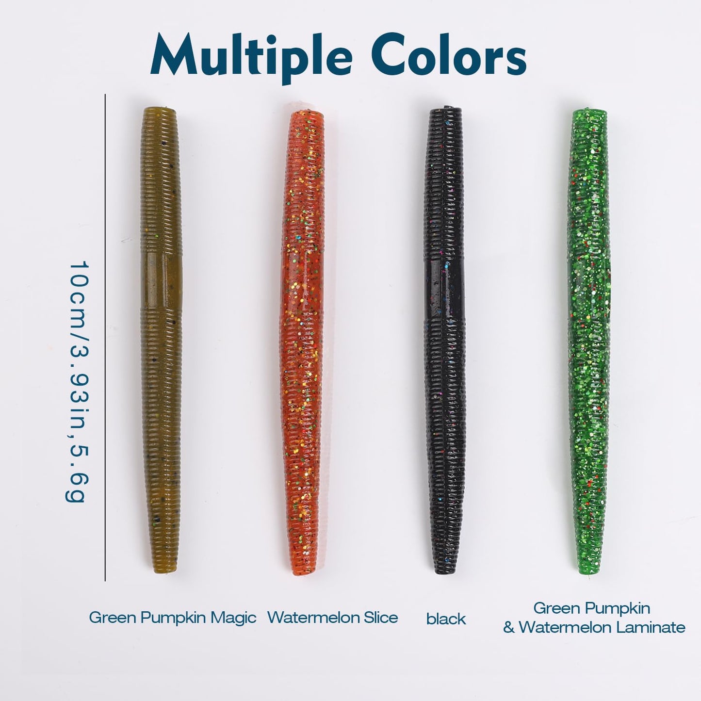 Famillcase 10pcs Senko Worms for Bass Fishing | 3.93-Inch Soft Plastic Baits for Freshwater & Saltwater - Wacky Rig & Texas Rig Finesse Lures | Watermelon Color