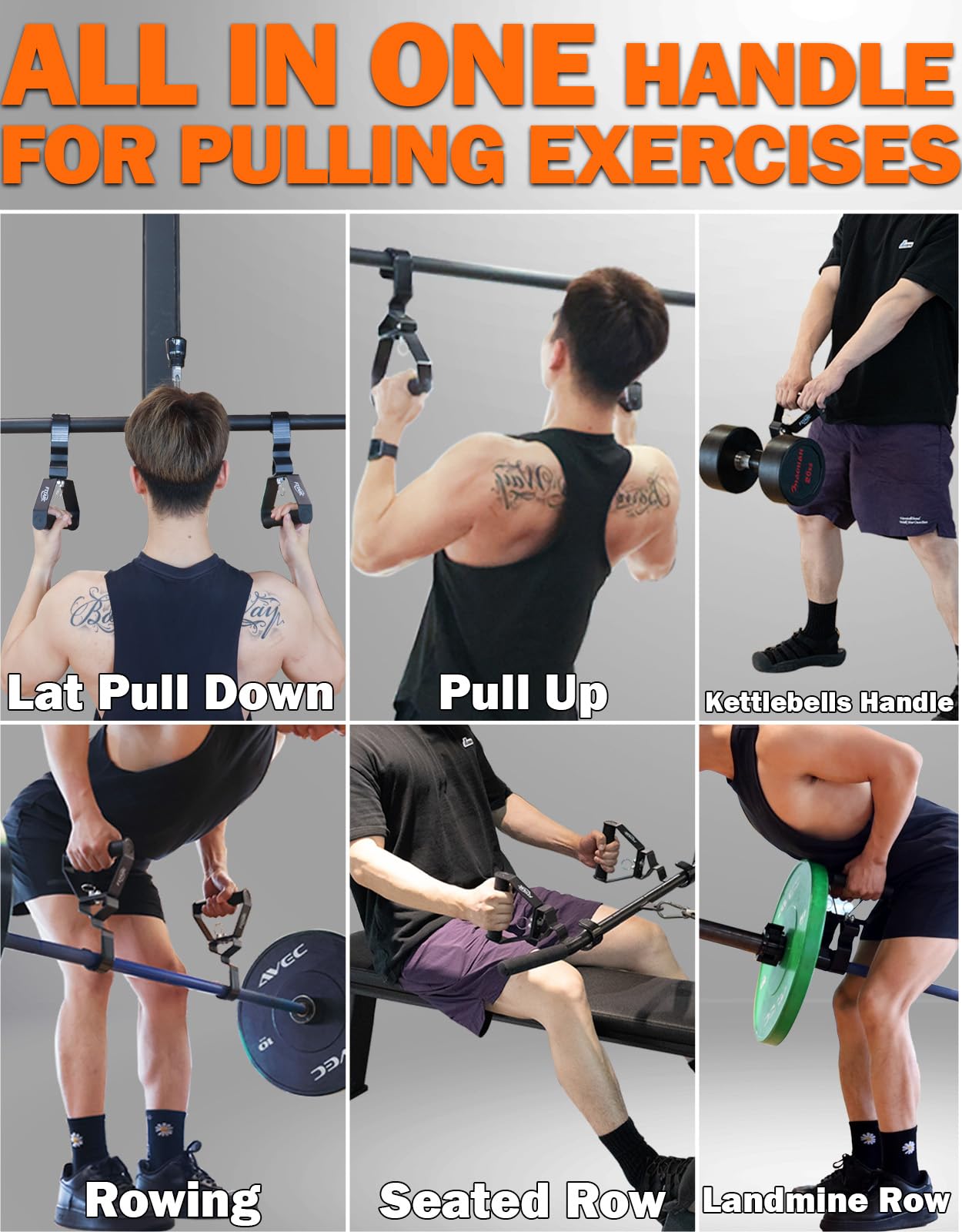 Fitarc Neutral Grip Pull Up Handles, Wrist Shoulder Elbow Friendly, 12 Angle Adjustable Lat Pulldown Handle Rowing Grips, 2Pcs, Patented