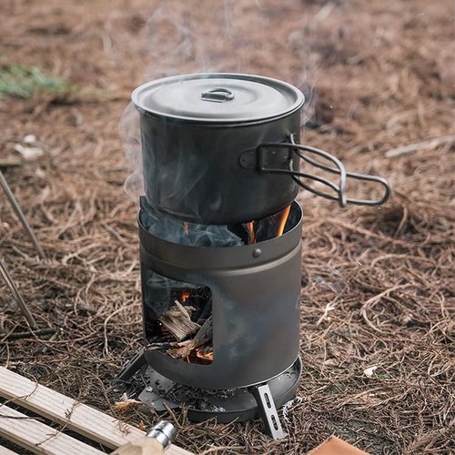 Camping Stove Titanium Wood Burning Stove,Lightweight Backpacking Stove for Outdoor Camping Trekking Hiking Backpacking Picnic BBQ