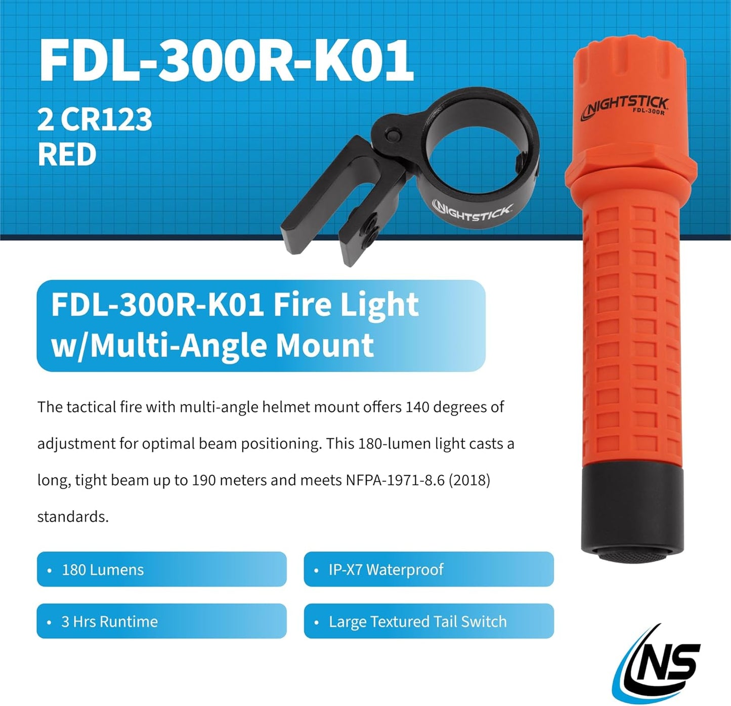 Multi-Angle Helmet Mount for Nightstick NS-HMC1 - Durable & Adjustable