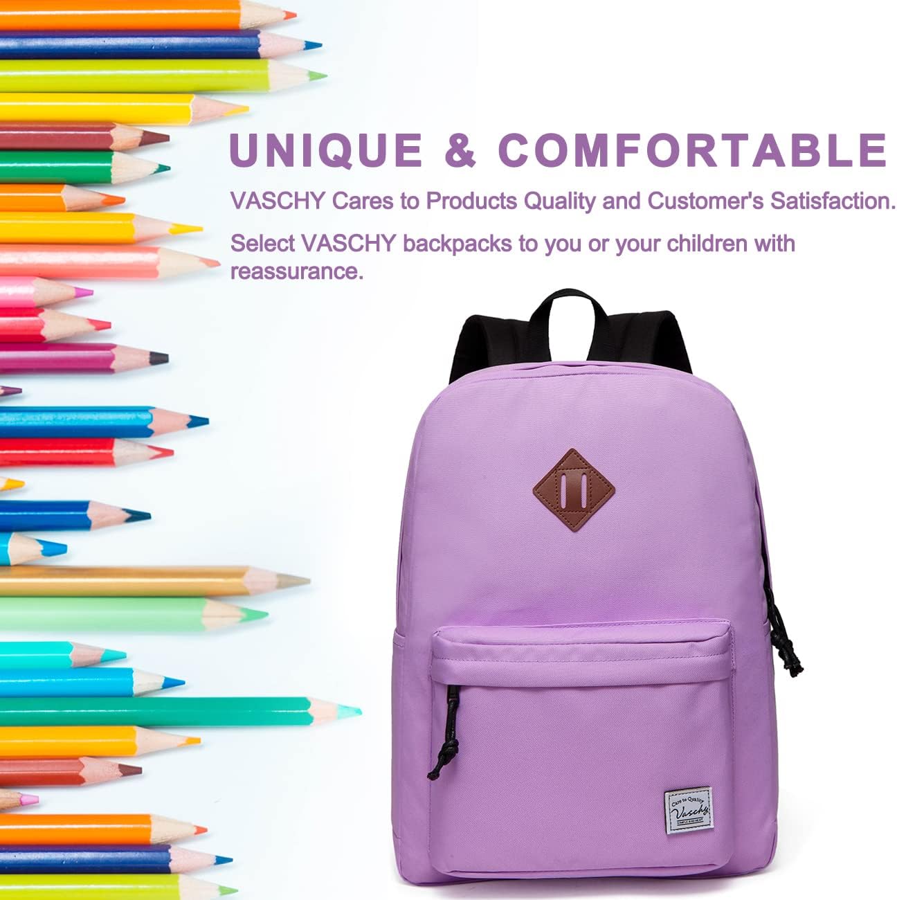 VASCHY Backpacks Handbags, Lavender, M