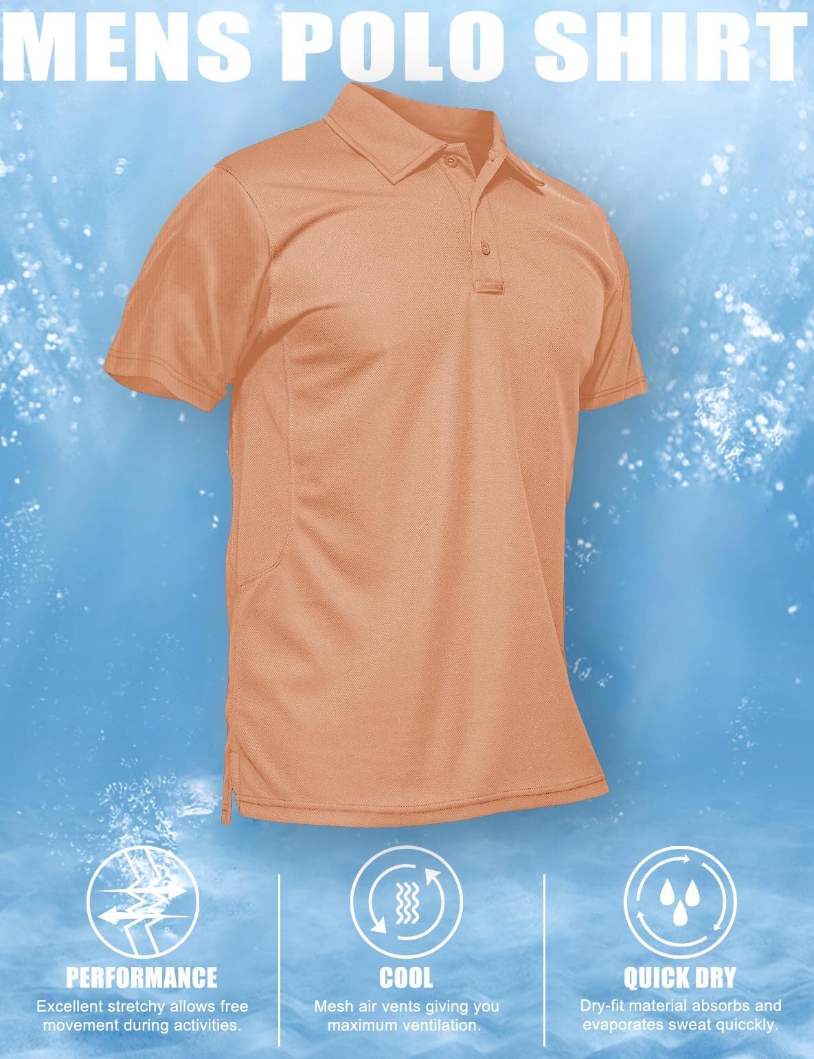 MAGCOMSEN Golf Polos for Men Dry Fit Short Sleeve Polo Shirts Breathable Athletic Polo Shirts Rugby Shirt Apricot L