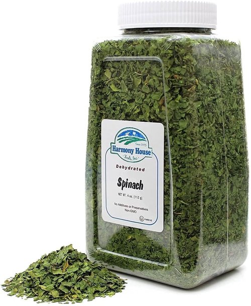 Harmony House Dried Spinach Flakes – Dehydrated Vegetables for Cooking, Camping, Emergency Supply and More